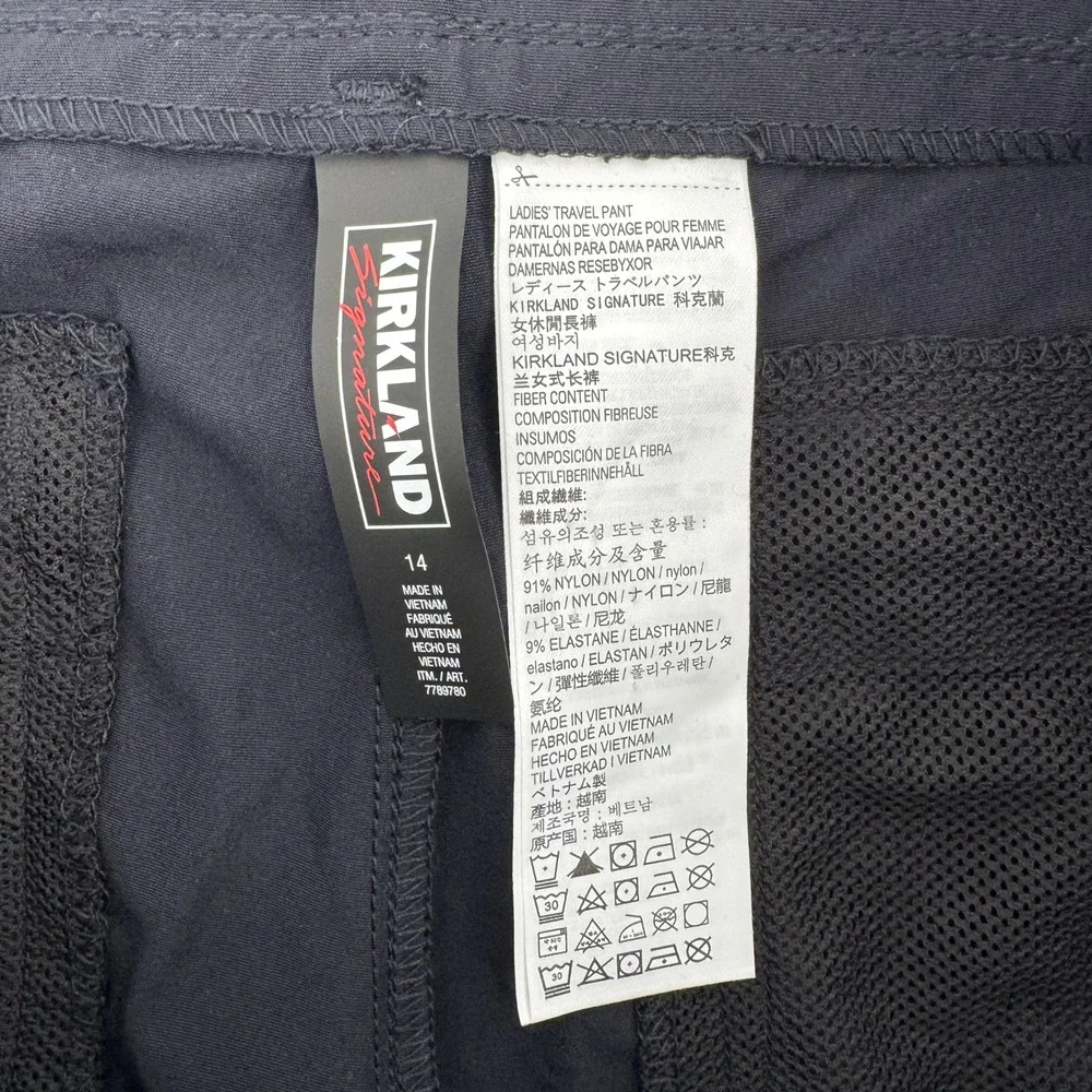 Kirkland Travel Office Pant Women 14 Black Stretch Lightweight Gorpcore Utility